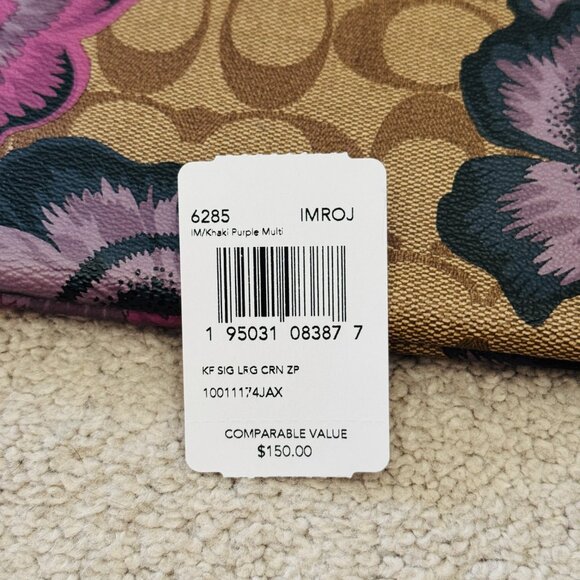 Coach x Kaffe Fassett Large Corner Zip Wristlet In Signature Canvas, NWT - Picture 4 of 5